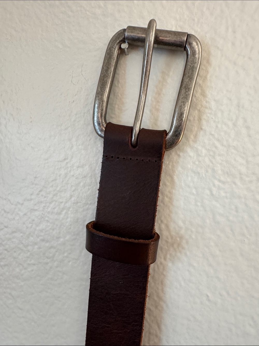 Men's Dark Brown Leather Belt with Silver Buckle